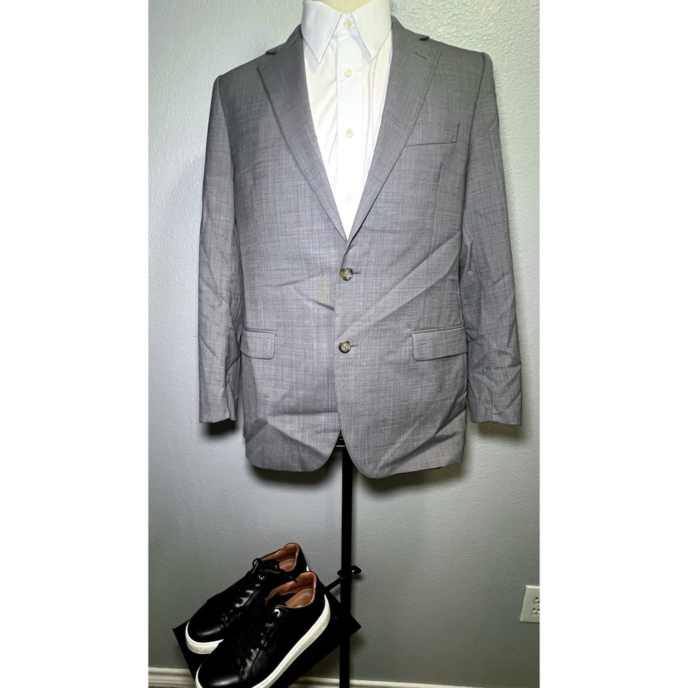 Brooks Brothers 1818 Fitzgerald Saxon Blazer Mens 40R Grey Wool Made in USA